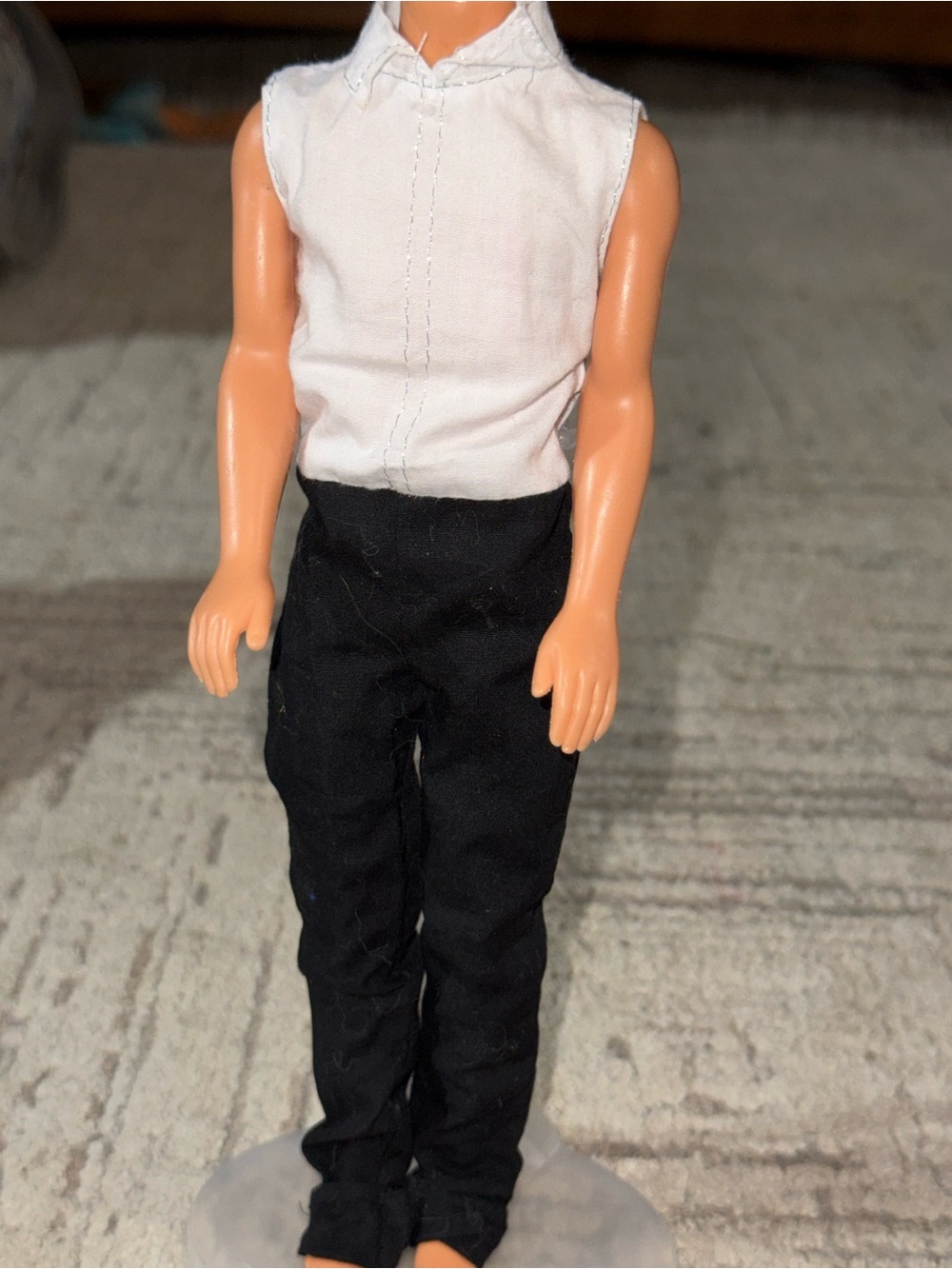 Barbie Mattel Ken dress 1 piece white top half black dress pants vintage